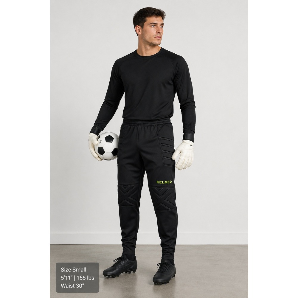 Kelme Goalkeeper Pants Mens S Black Padded Soccer Training Football Protective